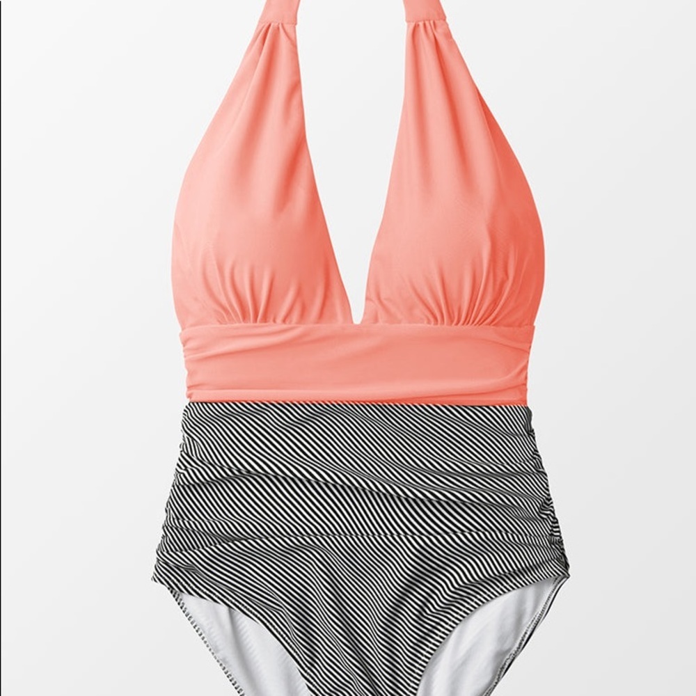 Keeping you accompanied CUPSHE pink stripe and black swimsuit Size Medium NWT - Picture 4 of 7
